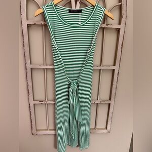 Merokeety Green & White Striped Sleeveless Dress